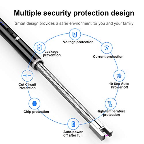 Candle lighter Electric Arc Lighter with Longer 360°Flexible Neck Rechargeable Battery LED Indicator for Camping Cooking BBQs Fireworks - Thumbnail 3