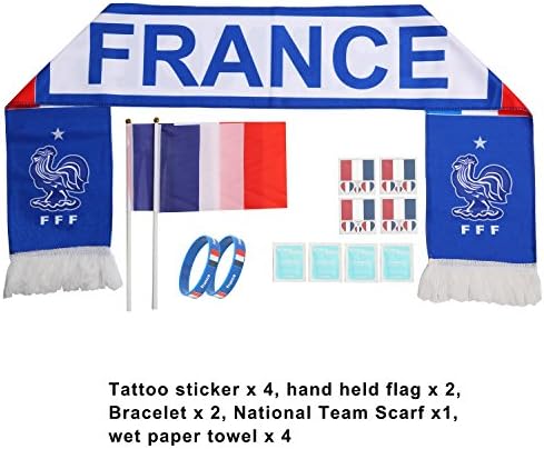 AOZKY Stick Flag Fans Scarf Tattoo Stickers Silicone Bracelet Football Suit Cheerleading Supplies for World Cup 2018, Olympic, Bar, Sports Events, Festival Events Celebrations