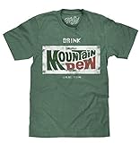 Tee Luv Retro Drink Mountain Dew Shirt - Distressed Mt Dew Logo T-Shirt (Small)