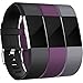 Wepro Bands Replacement Compatible with Fitbit Charge 2 for Women Men Small, 3 Pack Sports Watch Band Strap Wristband Compatible with Fitbit Charge2 HR Fitness Tracker, Black, Plum, Gray