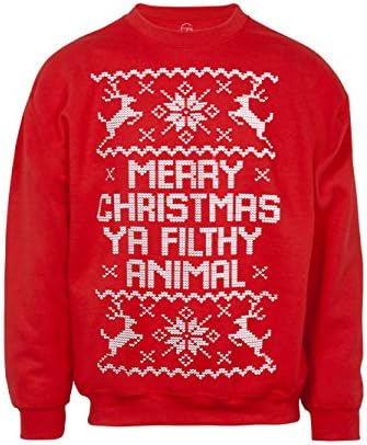 Humor Tees Merry Christmas Ya Filthy Animal Ugly Christmas Sweater - Large