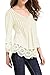 OMZIN Women's 3/4 Sleeve Solid Tunic Shirt Ruffle Lace Trim Casual Tops