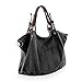 BMC Charcoal Black Denim Multi Zipper Pocket Oversized Lined Fashion Handbag Satchel Shopper Tote