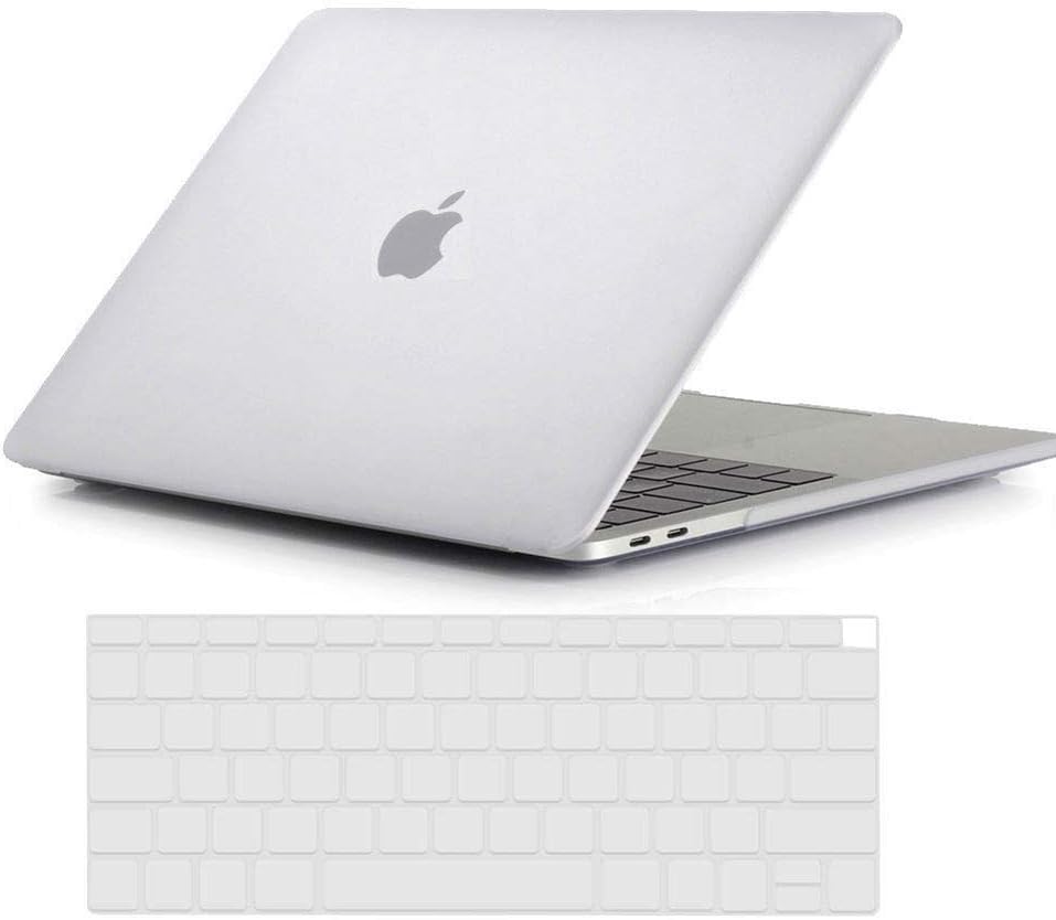 New MacBook Air 13 inch Case A1932 2018 Release, AICOO Rubber Coated Matte Frosted Hard Shell Cover and Keyboard Skin for Apple MacBook Air 13 inch with Retina Display and Touch ID (Frosted White)