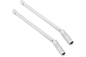 EMENTOL 14mm&16mm Magnetic Spark Plug Sockets, 2PCS 3/8" Drive Swivel Spark Plug Socket Set, Extension Sockets, 12.2" Length, CR-V, 12 Point