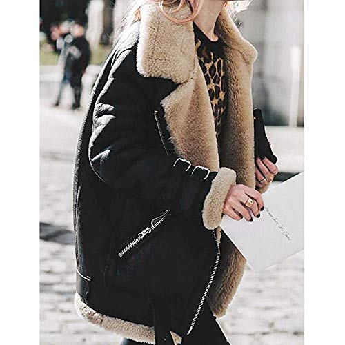 Winter Women Faux Fur Fleece Coat Outwear Warm Lapel Biker Motor Aviator Jacket Waistcoat Overcoat Duseedik