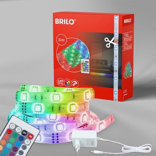 Briloner Leuchten - Bande 5m, couleur changeante, siliconé, autocollant, 150 x RGB-LED 0,16W, plastique, 24 W, blanc, 5x10x3mm