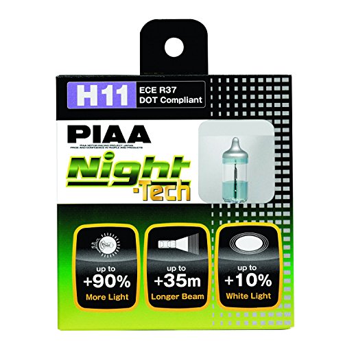 PIAA 10711 H11 Night Tech High Performance Halogen Bulb, (Pack of 2)