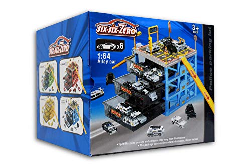 WolVol Police Station Garage Storage Cars With Die Cast Police Cars