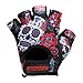 Contraband Pink Label 5237 Womens Designer Workout Gloves | Sugar Skull Print w/Grip-Lock™ Padding (Red, Medium)