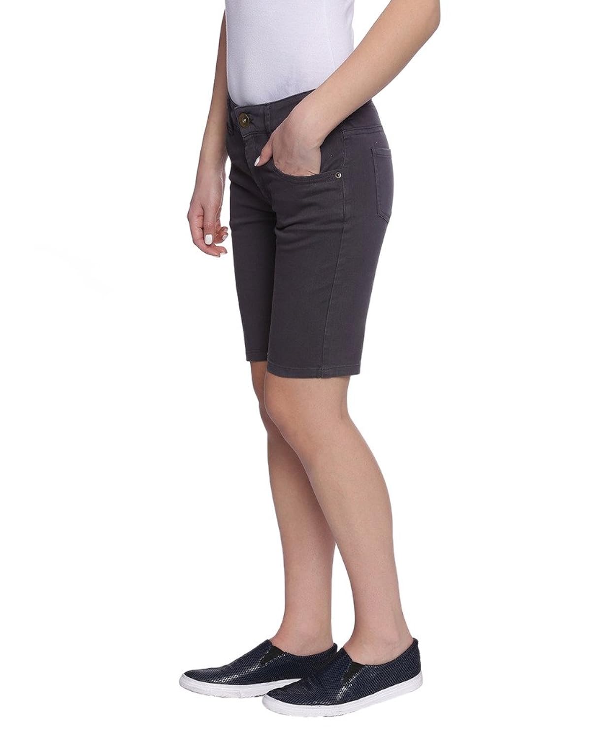 alibi dark grey cotton blend shorts