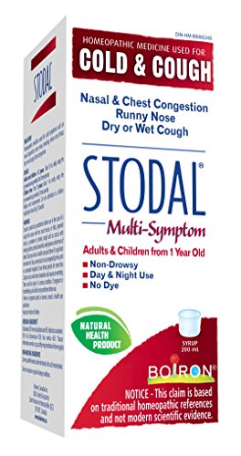 Boiron Stodal Cough & Cold Syrup, 200ml, Homeopathic Medicine for cold symptoms such as nasal congestion, runny nose, sneezing; minor sore throat, dry or wet cough, chest congestion