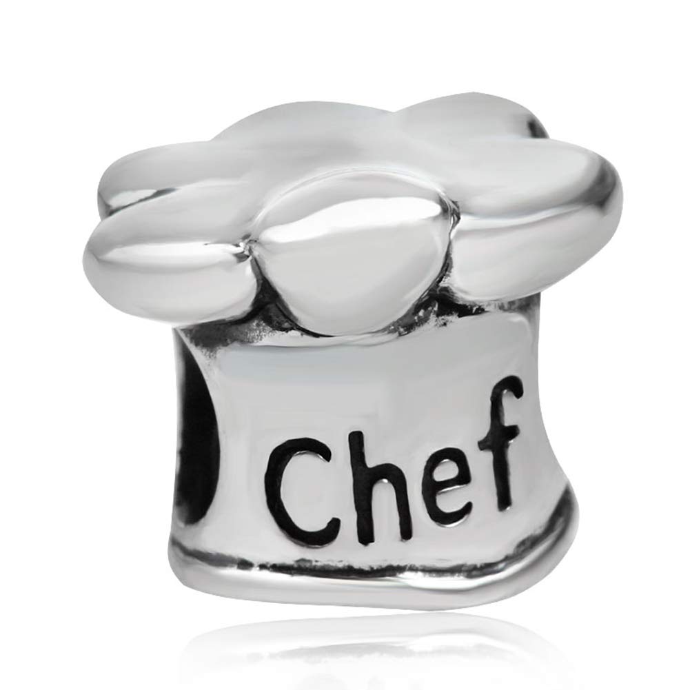 925 Sterling Silver Chef Charm Hat Charm Charm I Love Cooking Charm for Pandora Charm Bracelet (B)