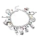 Alice in Wonderland 11 Themed Charms Silvertone Metal Charm Bracelet