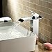 Contemporary Solid Brass Bathroom Sink Faucet Widespread Waterfall Lavatory Mixer Single Handle Deck Mounted Taps