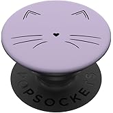 Black Cat Face Light Pastel Purple PopSockets Adhesive PopGrip