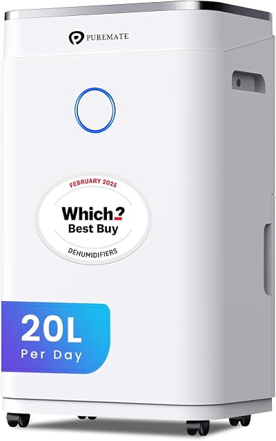 PureMate 20L/Day Portable Dehumidifier with 6.5L Tank Digital Display
