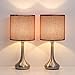 HAITRAL Table Lamps Set of 2 - Vintage Nightstand Lamps, Small Bedside Desk Lamps for Bedroom, Living Room, College Dorm, Kids Room with Metal Base and Fabric Lamp Shade - Dark Red (HT-BTL06-2R)