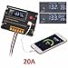 MOHOO 20A 12V 24V Solar Charge Controller Auto Switch LCD Intelligent Panel Battery Regulator Charge Controller Overload Protection (20A)
