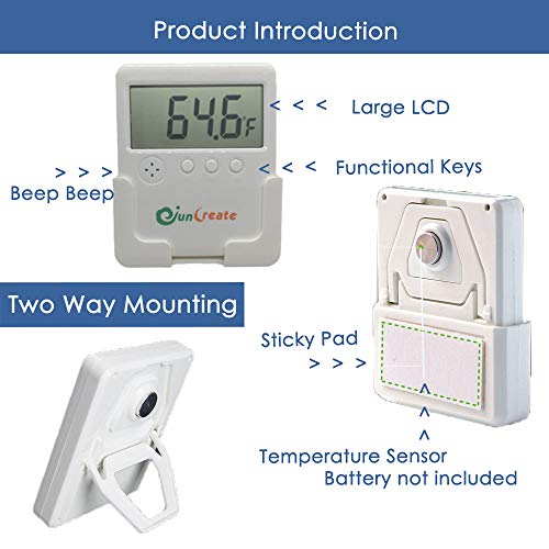 Capetsma Aquarium Thermometer with Sound Alarm, LCD Fish Tank Thermometer Monitor Water Temperature with Accurate Temperature Sensor, Digital Temperature Gauge for car, Room and Terrarium (White)