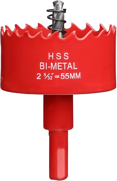 Ihomepark 55 mm Bi-Metal Hole Saw Cutters HSS 30 mm Depth Wood Plastic Drywall