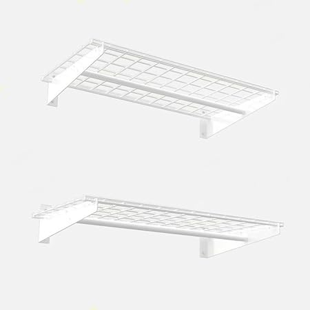 Wall Shelf With Hanging Rod In White Wall Mounted Storage Shelves Set Of 2 Amazon Co Uk Kitchen Home