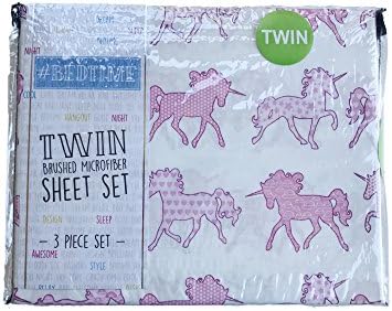 #Bedtime Pink Unicorn Theme 3 Piece Twin Sheet Set