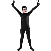 Full Bodysuit Include Felt Eye Mask Kids Costume Open Face Spandex Stretch Zentai Child Suit