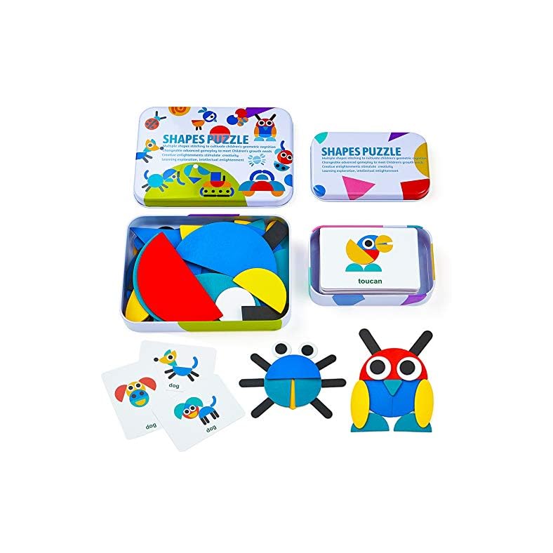 LiKee Wooden Pattern Blocks Jigsaw Puzzle Montessori Toys Sorting and Stacking Games for Toddlers Kids Boys Girls Age 3…