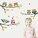 ElecMotive Wall Stickers of Tree Owls Wall Decals for Kids Rooms Nursery Baby Boys & Girls Bedroom