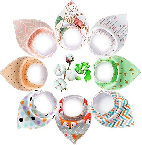 Baby Bandana Drool Bibs for Girls, 8-Pack Organic Cotton Baby Bibs for Drooling and Teething, Super Absorbent and Soft