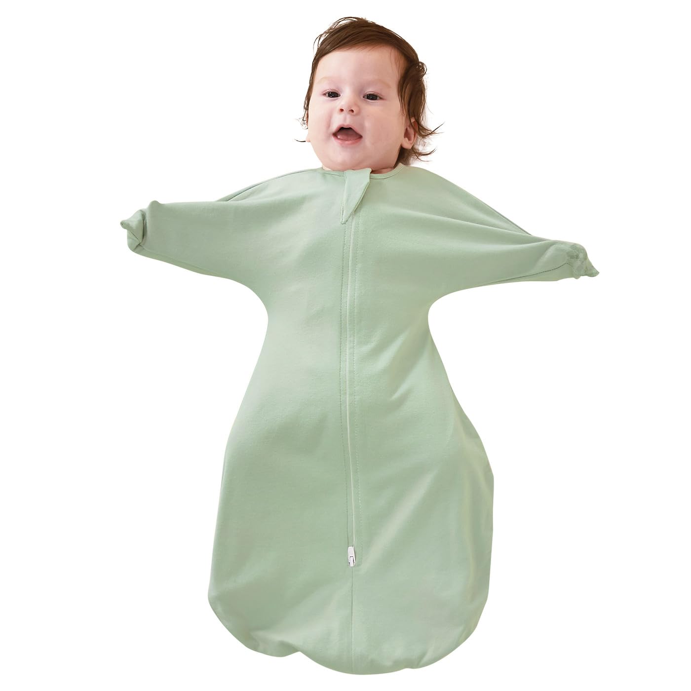 Photo 1 of ZIGJOY Baby Transitional Swaddles for Newborns: 0.5 Tog Arms Up Sleep Sack 3-6-12 Months Soft Cotton Shark Fin 2 Way Zipper Wearable Blanket Newborn Transition Swaddle Sleeping Sacks for Boy and Girl