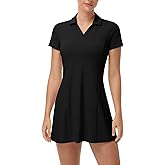 YSENTO Women's Tennis Golf Dress Build in Shorts with Pockets V Neck Collar Stretch Athletic Active Polo Dresses