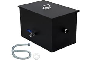 OUKIDR Commercial Grease Interceptor, Carbon Steel Grease Trap For Kitchen Under Sink, Oil-Water Separator With Side Water Inlet,40LB