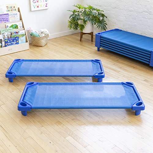 ECR4Kids Streamline Cot, Standard Size, Classroom Furniture, Blue, 6