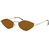 Rmerom Retro Irregular Metal Sunglasses for Women Men, 2026 Trendy Vintage 90s Chic Small Narrow Gold Frame Sun Glasses