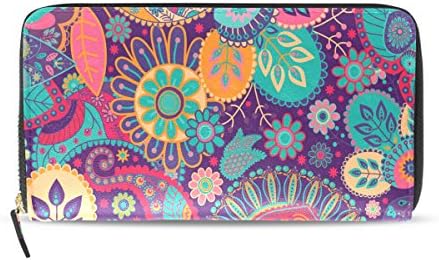 CCBHGY Women's Paisley Color Pattern Clutch Leather Long Wallet Purse