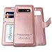 AMOVO Case for Galaxy S10 Plus/S10+ (6.4’’) [2 in 1] Samsung Galaxy S10 Plus Wallet Case Detachable [Vegan Leather] [Wrist Strap] S10+ Flip Case with Box Package (S10Plus (6.4'') Rosegold)
