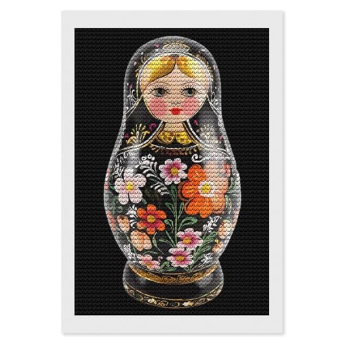 Russian Nesting Dolls Round Diamond Wall Art Kits Full Drill Picture Decoration Gifts for Home Living Room Office, style