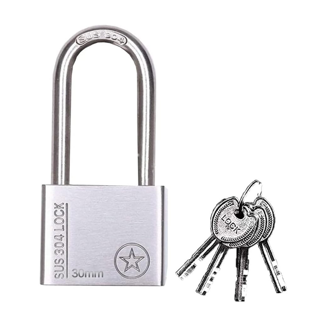 THETAG 304 Stainless Steel Heavy Duty Padlock Padlocks with Keys Outdoor Unti-Rust Weatherproof Waterproof Padlock Weatherproof with 4 Keys(3CM)