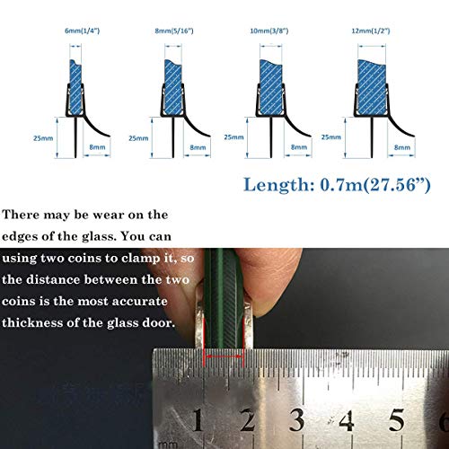 Cozylkx Frameless Shower Door Bottom Seal with Drip Rail 3/8" Thick