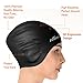 Swim Cap, Firesara Original Undated Swimming Cap 3D Ergonomic Design Comfortable Durable Ear Protection for Women Kids Adults Men Boys Girls for Long or short Hair with Nose Clip and Ear Plugs (Black)