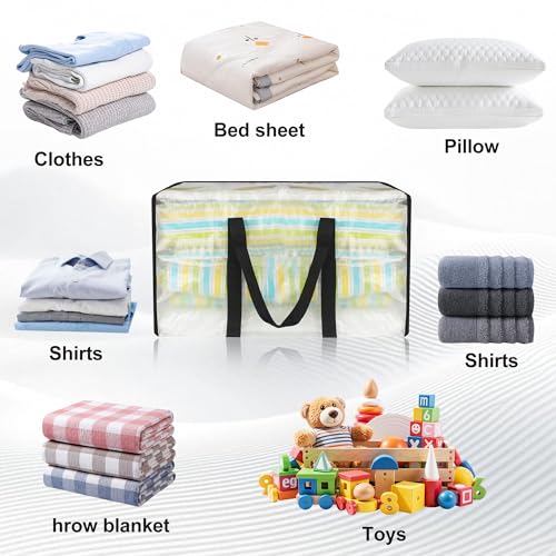 4 Pieces Large Storage Bag, 90L Clothing Storage Bag, Waterproof, Heavy Duty and Extra Large, Garment Bag with Handle for Storing and Organizing Clothes