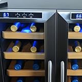 NewAir AW-321ED 32 Bottle Dual Zone Thermoelectric Wine Cooler, Stainless Steel & Black