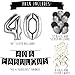 40 & Fabulous Birthday Party Pack - Black & Silver Happy Birthday Bunting, Balloon, and Swirls Pack- Birthday Decorations - 40th Birthday Party Supplies