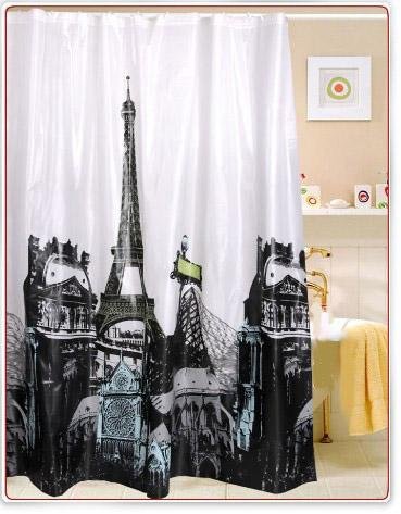 Bath Set Paris Eiffel Tower Pattern Eva Waterproof Shower Curtains