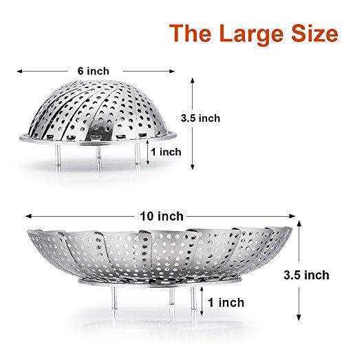 image for P&P CHEF TWO-PACK Vegetable Steamer Basket, Stainless Steel Steamer Ba