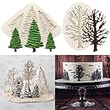 Set of 2 Christmas Tree Cake Fondant Molds, Silicone Little Fir Tree Branch Silhouettes Silicone Mold for Cake Cupcakes Decorating Sugarcraft Polymer Clay Epoxy Resin