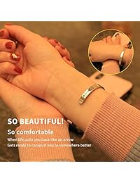 GUERNONO - Pulsera de acero inoxidable con texto en inglés "Keep Going"