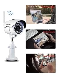 Sumpple Wifi Wireless Wired 720P Digital Video cámara de red IP de exterior interior, visión nocturna, IP66 Impermeable, Grabación de Video, instantáneas, detección de movimiento, Soporte iPhone, iPad, Android o PC, Blanco-1080P